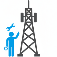 20x20 icon with white background. A cell tower being inspected by a human